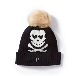 Skull And Crossbones Pom Pom Hat | 2 -Grocery Store skull and crossbones pom pom hat c 2