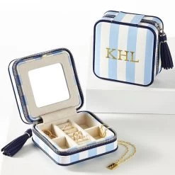 Small Cabana Stripe Travel Jewelry Case, Foil Debossed | 4 -Grocery Store small cabana stripe travel jewelry case foil debossed 1 c