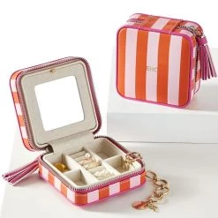 Small Cabana Stripe Travel Jewelry Case, Foil Debossed | 4 -Grocery Store small cabana stripe travel jewelry case foil debossed c 2