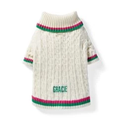 Striped Cable Knit Dog Sweater | 4
