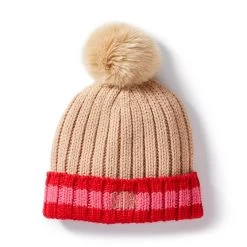 Striped Cuff Pom Pom Hat | 2 -Grocery Store striped cuff pom pom hat c 2