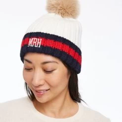 Striped Cuff Pom Pom Hat | 2