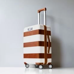 Striped Leather Carry-On Luggage | 1
