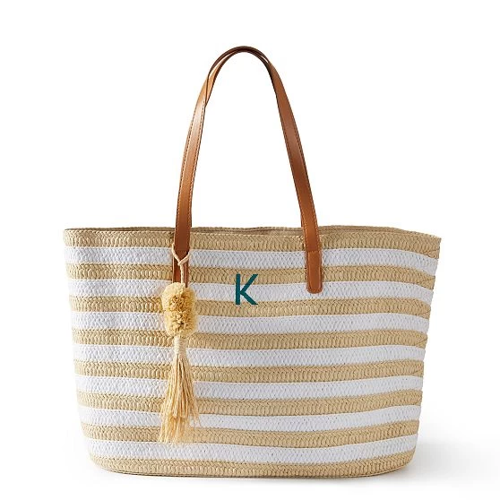 Striped Straw Tassel Tote | 3 11 Striped Straw Tassel Tote | 3 - Image 9