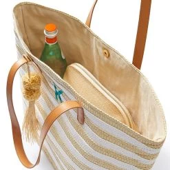 Striped Straw Tassel Tote | 3 18 Striped Straw Tassel Tote | 3 -Grocery Store striped straw tassel tote 2 c