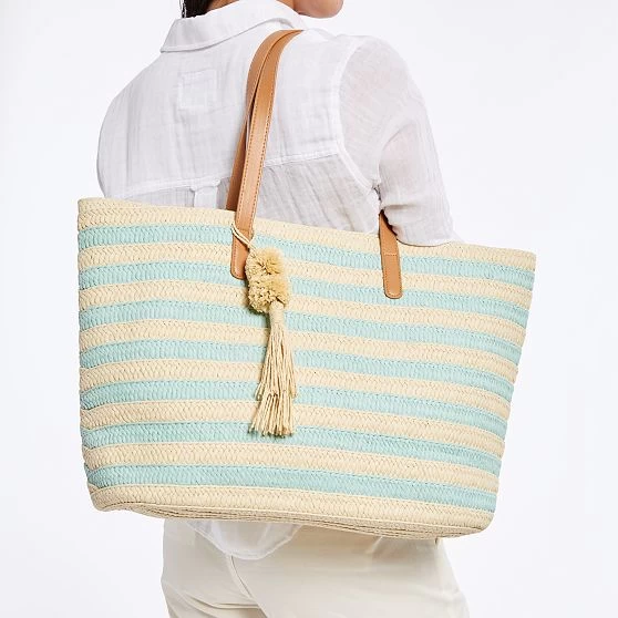 Striped Straw Tassel Tote | 3 9 Striped Straw Tassel Tote | 3 - Image 7