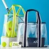 Striped Twill Clear Tote With Pouch | 2 -Grocery Store striped twill clear tote with pouch c