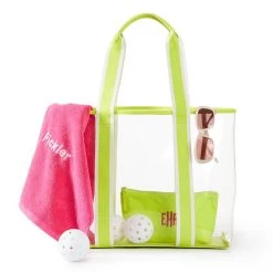 Striped Twill Clear Tote With Pouch | 2 -Grocery Store striped twill clear tote with pouch c 2