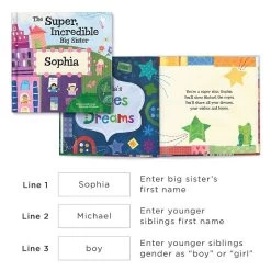 “Super Incredible Big Sister” Personalized Children’s Book | 1 -Grocery Store super incredible big sister personalized childrens book c 3