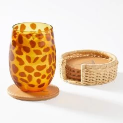 Wicker And Leather Coasters, Set Of 4 | 1 -Grocery Store wicker and leather coasters set of 4 c 2