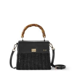 Bamboo Wicker Crossbody Bag | 2 -Grocery Store wicker leather crossbody bag with bamboo handles c 6