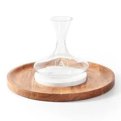 Wood And Marble Wine And Cheese Decanter Set | 1 -Grocery Store wine and cheese gift set c
