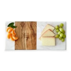 Wood And Marble Rectangle Cheese Board | 3 -Grocery Store wine and cheese gift set c 4