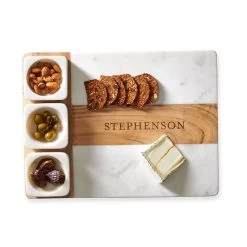 Wood And Marble Appetizer Serving Platter | 2 -Grocery Store wood and marble appetizer serving platter 1 c
