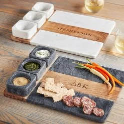 Wood And Marble Appetizer Serving Platter | 2