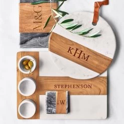 Wood And Marble Appetizer Serving Platter | 2 -Grocery Store wood and marble appetizer serving platter c 4