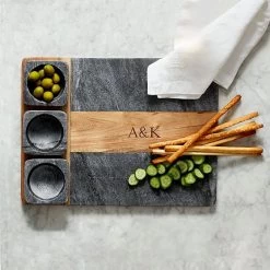 Wood And Marble Appetizer Serving Platter | 2 -Grocery Store wood and marble appetizer serving platter c 5
