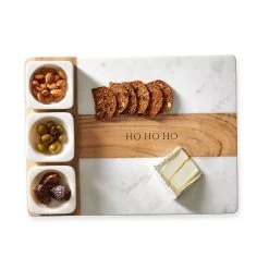 Wood And Marble Appetizer Serving Platter | 2 -Grocery Store wood and marble appetizer serving platter c 7