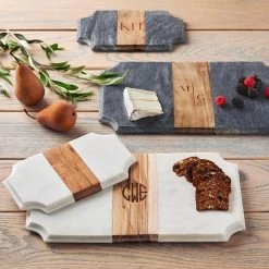 Wood And Marble Beveled Cheese Board | 4