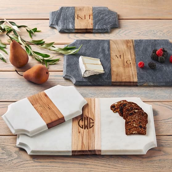 Wood And Marble Beveled Cheese Board | 4 3 Wood And Marble Beveled Cheese Board | 4