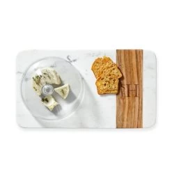 Wood And Marble Cheese Board With Cloche | 1