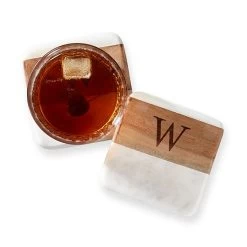 Wood And Marble Coasters | 4 -Grocery Store wood and marble coasters c 1