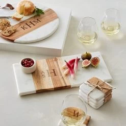 Wood And Marble Rectangle Cheese Board | 3 -Grocery Store wood and marble coasters c 8