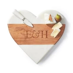 Wood And Marble Heart Cheese Board | 1 -Grocery Store wood and marble heart cheese board c 2