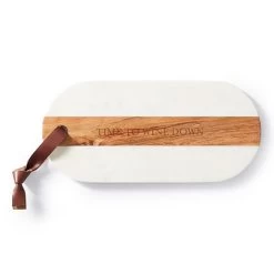 Wood And Marble Large Oval Cheese Board | 2 -Grocery Store wood and marble large oval cheese board 2 c