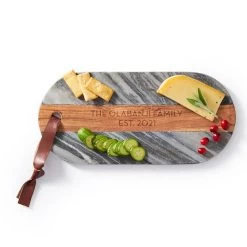 Wood And Marble Large Oval Cheese Board | 2 -Grocery Store wood and marble large oval cheese board c 1