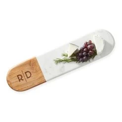 Wood And Marble Long Oval Cheese Board | 1 -Grocery Store wood and marble long oval cheese board c 3