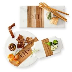 Wood And Marble Rectangle Cheese Board | 3 -Grocery Store wood and marble rectangle cheese board c 3
