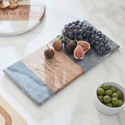 Wood And Marble Rectangle Cheese Board | 3 -Grocery Store wood and marble rectangle cheese board c 5