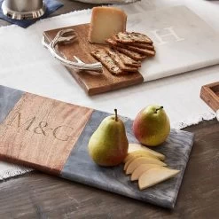 Wood And Marble Rectangle Cheese Board | 3 -Grocery Store wood and marble rectangle cheese board c 6