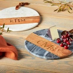 Wood And Marble Round Cheese Board | 4 -Grocery Store wood and marble round cheese board 1 c