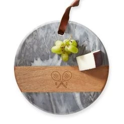 Wood And Marble Round Cheese Board | 4 -Grocery Store wood and marble round cheese board 2 c