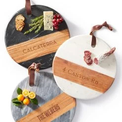 Wood And Marble Round Cheese Board | 4 -Grocery Store wood and marble round cheese board c 5