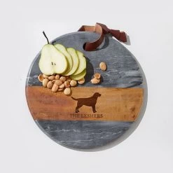 Wood And Marble Round Cheese Board | 4 -Grocery Store wood and marble round cheese board c 6