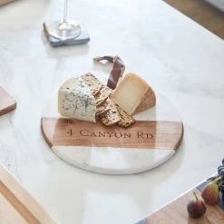 Wood And Marble Round Cheese Board | 4 -Grocery Store wood and marble round cheese board c 7