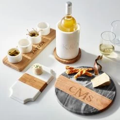 Wood And Marble Round Cheese Board | 4 -Grocery Store wood and marble round cheese board c 9