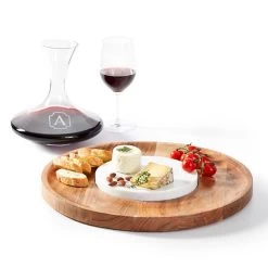 Wood And Marble Wine And Cheese Decanter Set | 1 -Grocery Store wood and marble wine and cheese decanter set c 2