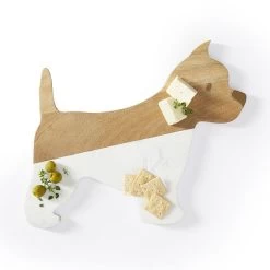 Wood & Marble Dog Silhouette Cheese Board | 1 -Grocery Store wood marble dog silhouette cheese board 1 c