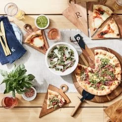 Wood Pizza Party Appetizer Serving Board | 1
